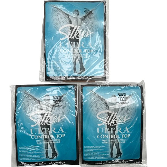 VTG Silkies Ultra Control Top Pantyhose Size M Natural Lot of 3 Pairs 030201 NOS - Picture 1 of 5
